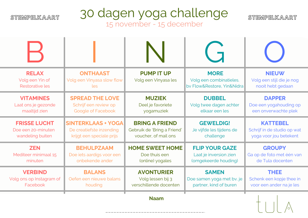 Bingo - 30dagen yoga challenge - Ede